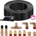 50FT 1/4 Air Hose Brass Fittings Kit 11pcs 1/4" OD Quick Push to Connect DOT Brass Fittings 1/4 SAE J844 PA12 Nylon Air Line Tubing with Cutter for Air Suspension Kit Truck Trailer Brake System