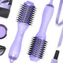 LANDOT 4-in-1 Blow Dryer Brush for Thick & Coarse Hair, Powerful Blowout Brush Styler with 60mm Oval Barrel,Fast Hair Drying & Frizz Control for Salon-Smooth and Manageable Hair at Home (Purple)