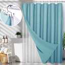 LaCyan 3 in 1 Waterproof Waffle Weave Shower Curtain and Clear Liner Set with 12 Stainless Steel Hooks Double Sided for Bathroom 72 Inches Heavy Duty Polyester Fabric Shower Curtains 72x72