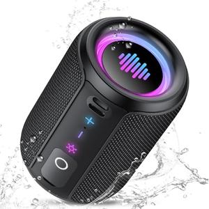 Portable Bluetooth Speaker with Lights, Bluetooth 5.4 Speaker, Powerful Crystal Clear Sound,All Day Playtime,15W Loud Stereo Sound, IPX7 Waterproof,TWS pairing for Outdoor/Home/Party/Travel,Gift Ideas