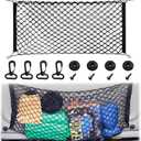 Premium Dual-Layer Nylon Cargo Net-Adjustable Elastic Trunk Storage Net with Hook-Cargo Net for Pickup Truck Bed for SUVs, Cars, and Trucks(35.4x15.7 Inch)
