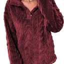 BLENCOT Womens Casual Button Down Collar Pullover Fleece Sweatshirt Long Sleeve Tops Warm Sherpa Coat Jacket Pockets (M)