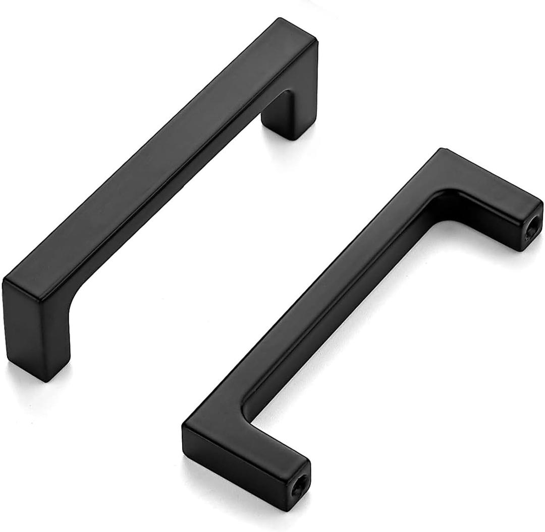 Ravinte 25 Pack 3 Inch Hole Centers Matte Black Cabinet Pulls Handles Solid Drawer Pulls Kitchen Hardware Flat Black Square Bar Drawer Handles