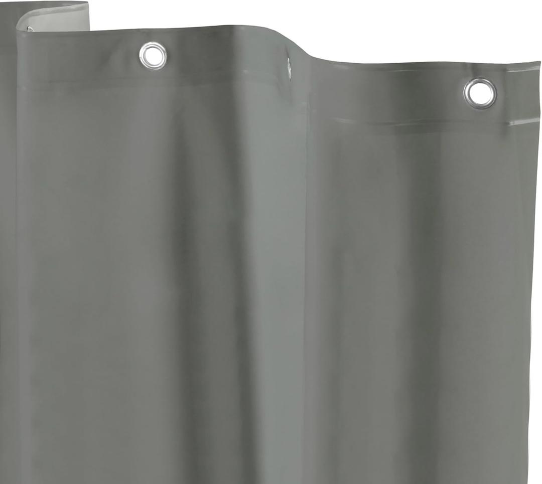 Kenney KN41439 Medium Weight 5 Gauge Waterproof PEVA Shower Curtain Liner with Rust-Resistant Metal Grommets and Weighted Magnetic Hem for Bathroom, 70" W x 72" H, Gray, 1-Pack (Grey)
