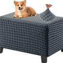 MAXIJIN Stretch Ottoman Cover Rectangular Ottoman Slipcovers for Footstool with Elastic Band Square Folding Storage Stool Furniture Protector Removable Washable (XX-Small, Dark Gray)
