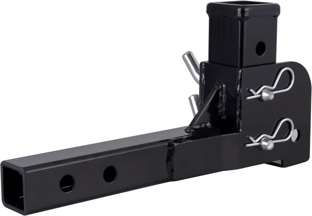 Folding 2" Trailer Hitch Adapter, Hitch Mount Adapter Black Power Coat Finished 500LB TW Capacity -Thicker Material Upgraded Version