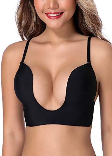 JOATEAY Deep Plunge Bra Convertible Push up Low Cut Seamless Women Wireless Bra Red Carpet Size 38D