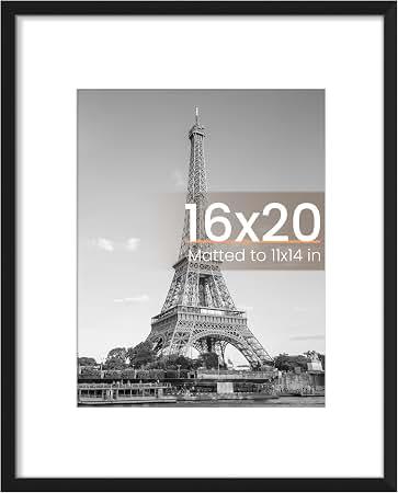upsimples 16x20 Picture Frame Set of 5, Display Pictures 11x14 with Mat or 16 x 20 Without, Wall Gallery Poster Frames, Natural