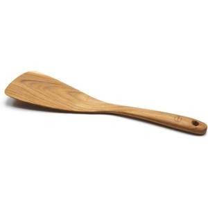 FAAY 11.5 Left-Hand Compact Wooden Spatula  Angled Teak Turner for Left-Handed Cooking, Flat Wide Blade for Stir-Fry, Flipping & Scraping, Handcrafted Thai Teak, Safe for Nonstick Cookware