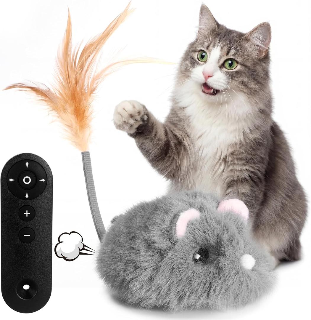 Cat Toys for Indoor Cats,4-Direction Remote Control Cat Toy 2026 Newly Upgraded Interactive Cat Toy Mouse with Detachable Tires Stuffed Mouse Gifts for Cats
