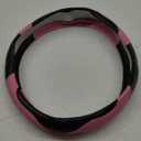 Istn Men's Sport Style Contrast Color Non-Slip Sweat Good Breathable PU Leatherette 15 inch Car Steering Wheel Cover Pink