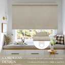 Blackout Roller Shades for Bedroom Window Cordless Free-Stop Blinds with Valance UV Protection 100% Black Out Linen Shades Blinds for Indoor Bathroom Windows Living Room Beige Oatmeal 32" W x 72" H