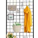Grid Wall Panel 1PCS Display Stand 2' x 5.2' FT Black Gird Wall Panels Movable Retail Display Racks Floorstanding Grid Wall Heavy Duty with Wheel for Art Craft Photo Display Fair Trade Show