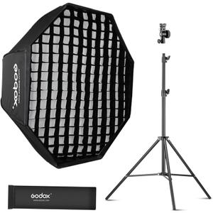 Godox 31.5" / 80cm Octagon Reflective Umbrella Grid Softbox 2m Light Stand Type-E Hot Shoe Holder Bracket Kit Compatible Octobox for Studio Photo Flash Speed Light