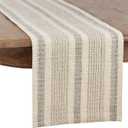 Saro Lifestyle Striped Woven Table Runner, 16"x72", Ivory