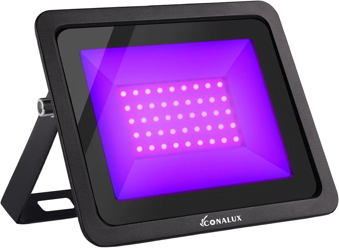 365nm 50W LED Black Light with US Standard Plug and Switch, 4.9ft Power Cord, IP66 Waterproof Blacklight is used for Indoor or Outdoor Glow Party, Stage Lighting,Body Paint, Poster