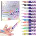 12 Colors Nail Art Pens Set, Fine Tip Nail Polish Pen Markers, Quick Dry Nail Art Kit for DIY Home Salon, Professional Nail Art Tools, Manicure Set Gift for Adults Beginners