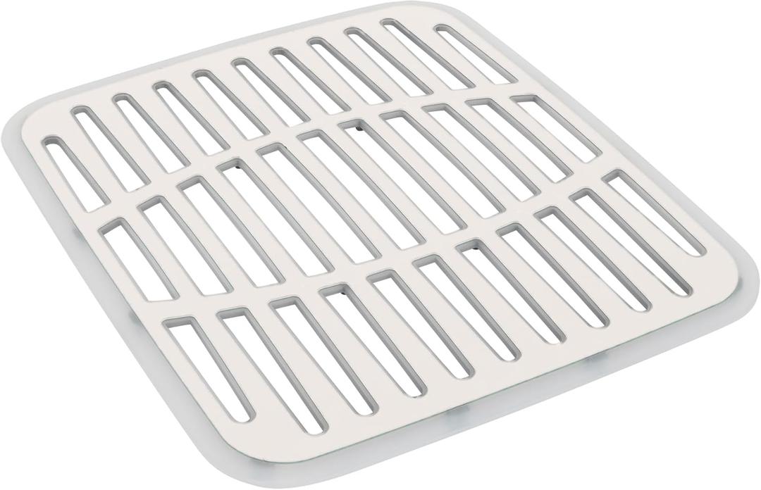 Spectrum Small Sink Mat Protector for Kitchen Sink with Raised Feet for Quick Drying and Water Flow, Soft Rubber Non Slip Surface Protects Dishes Glassware for Stainless Steel Sinks, Buttercream