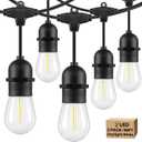 Lakumu 2-Pack 96FT Outdoor String Lights with Waterproof Shatterproof Dimmable 5000K Daylight White E12 Filament S14 LED Bulbs for Backyard Hanging Lights Linkable Patio Light for Deck Bistro Pergola