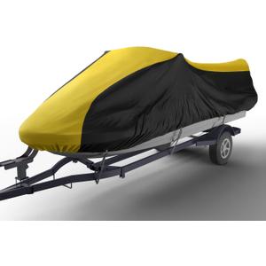 Seal Skin Covers Heavy Duty Jet Ski Cover, Waterproof Marine Grade PWC Cover with UV Protection, Snug Fit for 3-Seater, Compatible with Yamaha, Sea-Doo (Fits 136"-145") (Yellow & Black)