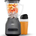 Oster Easy-to-Clean Blender with Dishwasher-Safe Glass Jar with a 20 oz. Blend-n-Go Cup: 700W, 8 Speeds, Smoothie Blender