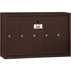 Salsbury Industries 3505ZSU Surface Mounted Vertical Mailbox with USPS Access and 5 Doors, Bronze