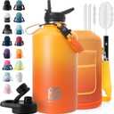 1 Gallon Water Bottle Insulated | Thickened Stainless Steel Vacuum Metal Water Jug | Portable Sports Large for Gym and Hiking with Straw, Carrier Bag, Handle Strap | BPA-Free 128 oz (Gradient Orange)