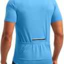 Men's Cycling Jersey Moisture Wicking Short Sleeve Half Zip Bike Road Mountain Biking Bicycle Biker Quick Dry UPF SPF Riding Sun Protection Racing Shirts for Men Zipper Pockets (Sky Blue, M)