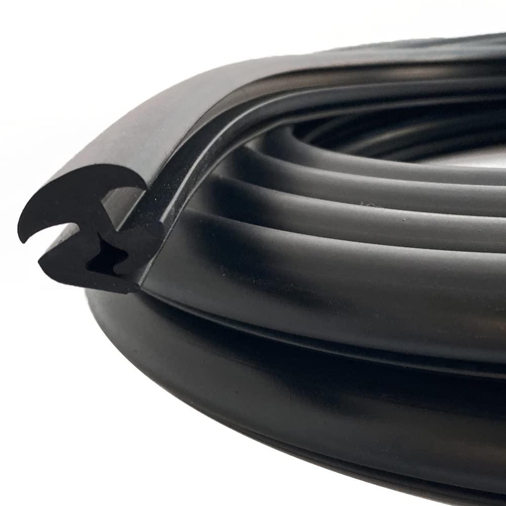 EPDM Dense Rubber Window Locking Gasket, Weather Stripping Seal for Stationary Windows or Windshields, Fit 1/4" Glass and 1/8" Panel Edge, 26Feet