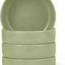 Glazed Stoneware Bowls, 4-Piece Set, Microwave and Dishwasher-Safe, 20 oz. Capacity, 5.5 in., Olive