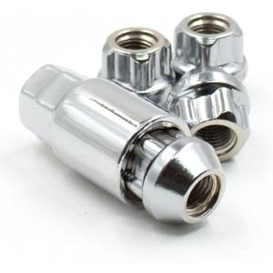 Wheel Accessories Parts 4 Locks + Key M12 x 1.25 12 x 1.25 Thread Open End 0.83" Long Locking Wheel Lug Nuts Lock Chrome Dual Hex Key 13/16" and 3/4" Hex Fits Subaru Nissan Pass Cars & Titan(Non XD)