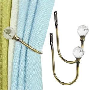 Coolnice 2 Pack Curtain Holdbacks, Wall Mounted Curtain Tiebacks, Glass Crystal with U Shape Curtain Pull Backs with Screws for Home Office-Antique Bronze, Set of 2