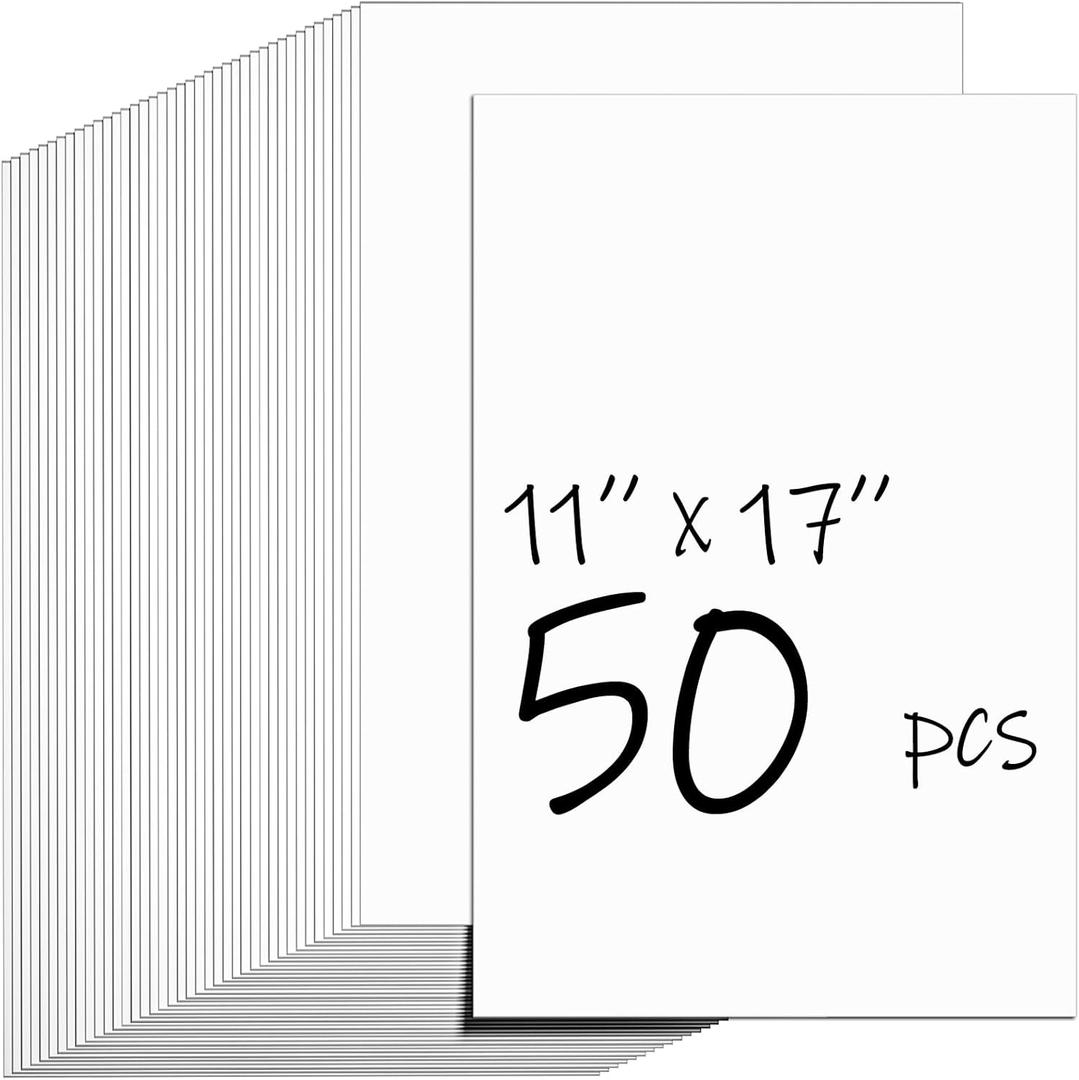 50 Sheets White Cardstock 11x17, Cover Cardstock 92lb/250gsm for Invitations, Thick Paper Card Stock for Crafts, Printer Card Stock Paper for Menus, Business Cards, Posters