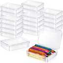 25 Pcs Plastic Crayon Box, Mini Plastic Storage Containers with Lid 4.5x3.4 Inches Clear Rectangle Box Small Storage Boxes for Crafts Jewelry Beads, Office Supplies (Clear)