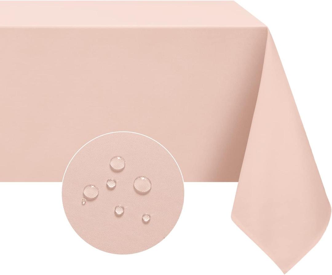 Softalker Rectangle Tablecloth, Waterproof & Stain Resistant Square Table Cloths Wrinkle Free Fabric Washable 210GSM Polyester Table Cover for Spring/Party/Outdoor - 54 x 54 inch,Pink