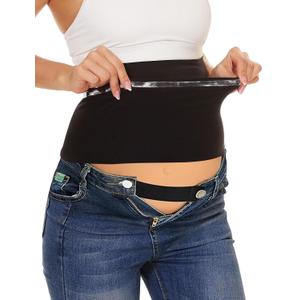 Rheane Belly Bands For Pregnant Women Jeans, Maternity Jeans Belly Band, Maternity Pants Bands With Extender (Black 2)