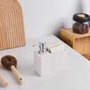 White Travertine Soap Dispenser with Sponge & Brush Holder  Hand & Dish Resin Soap Pump Bottle for Kitchen & Bathroom, 2-in-1 Countertop Organizer, with 2 Natural Sponges (Luxury Home Decor)