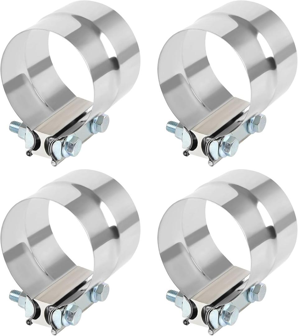 4 Pcs Universal 3.5 Inch Exhaust Clamp 3.5"Lap Joint Exhaust Band Clamp Stainless Sleeve Coupler For Mufflers Exhaust Pipe(4 PCS)