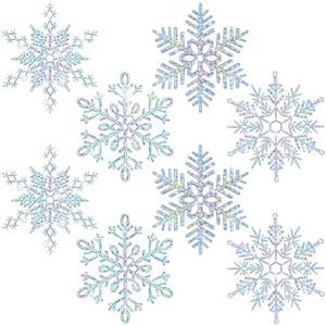 Large Snowflakes Extra Large Outdoor Christmas Ornaments Glittered Snowflakes Decorations Oversized Christmas Ornaments Snowflake Window Hanging Decorations(6 Pcs,Rainbow Color)