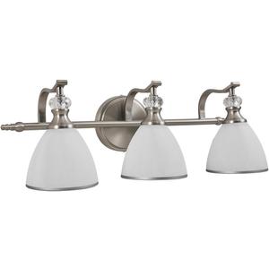 ANDY STAR Brushed Nickel Bathroom Light Fixture, 3 Light Bathroom Vanity Light, Vintage Wall Sconce with Hand-Painted Frosted Lampshade, Wall Lamp in Silver Finish for Bedroom, Living Room, Restroom