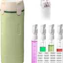 4 in 1 Travel Pump Dispenser Bottle, 30ML 4 Pack Leak-Proof Pump Containers with Measurement Scale & Label Stickers, Portable Bottles for Toiletries, Shower & Travel Use (Green)