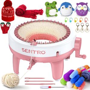 [2025 Upgraded] Sentro Knitting Machine 40 Needles, Perfect Knitting & Crochet Kit for Beginners, Smart Knitting Loom Supplies, Cute Animal Crochet Kit As Bonus, Christmas Gifts for Kids & Adults