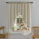 Beda Home Tassel Linen Textured Swag Curtain Valance for Farmhouses Kitchen; Light Filtering Rustic Short Swag Topper for Small Windows Bedroom Privacy Added Rod Pocket Design (36W x 63L, Nature)