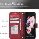 Samsung Z Fold 4 PU Leather Flip Wallet Case with 2 Card Slots Pencil Holder Samsung Z Fold 4 Case with Folding Kickstand Strong Magnetic Full Cover Wallet Case (Red)