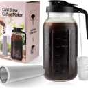Cold Brew Coffee Maker, 64 oz Glass Pitcher with Mesh Filter, 2 Quart Mason Jar with Lid