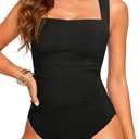 Daci Black One Piece Swimsuit Tummy Control - Women Bathing Suit with Retro Square Neck Full Coverage Swimwear 2026 M