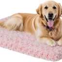Washable Dog Bed Mat Crate Pad Soft Fluffy Pet Kennel Beds Dog Sleeping Mattress for Large Jumbo Medium Small Dogs, 41 x 27 Inch, Pink