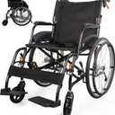 Wheelchairs for Adults, WHLICKS 2025 Premium Comfortable Transport Wheelchair Lightweight Foldable25lb Portable Transfer Chair for Seniors with Swing-Away footrests and Anti Tipper, 264lb Capacity (Black)