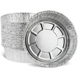 PLASTICPRO 8'' Inch Round Tin Foil Pans Disposable Aluminum, Deep Freezer & Oven Safe - For Baking, Cooking, Storage, Roasting, & Reheating, Pack of 50