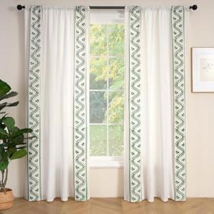 ColorBird Boho Beige Embroidered Curtains for Living Room Floral Drapes Vintage Farmhouse 63 Inch Length Light Filtering Treatments Decor Set 2 Panels for Bedroom Kitchen